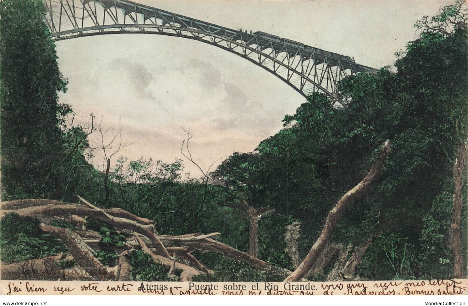 MIKIH- 0288 COSTA RICA ATENAS PUENTE SOBRE EL RIO FRANDE FERRO CARRIL