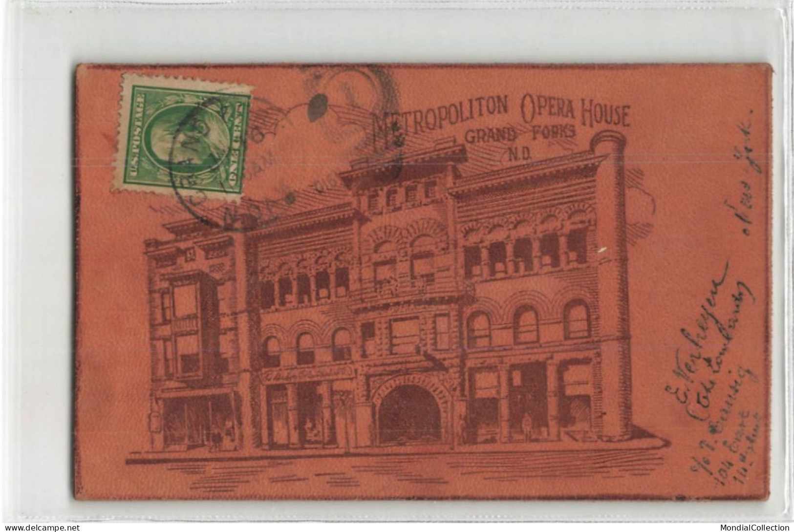 MIKIO-0273 ETATS UNIS METROPOLITAN OPERA HOUSE GRAND FORKS ND CARTE EN CUIR