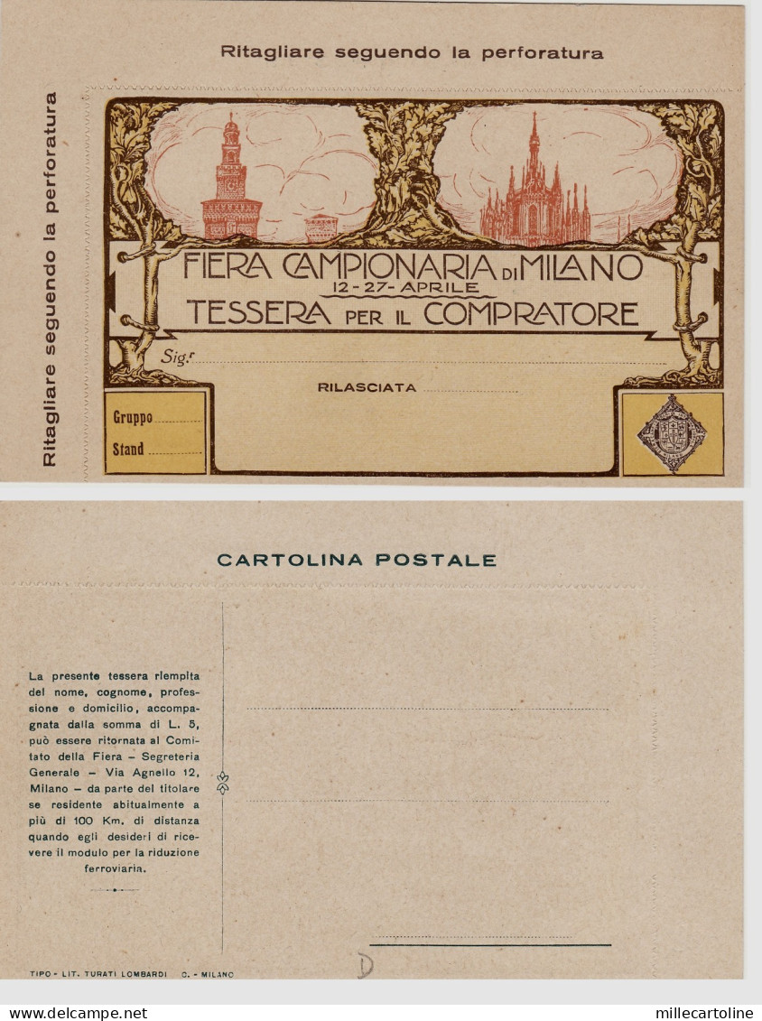 #MILANO: CART. TESSERA PER IL COMPRATORE FIERA DI MILANO (da ritagliare)