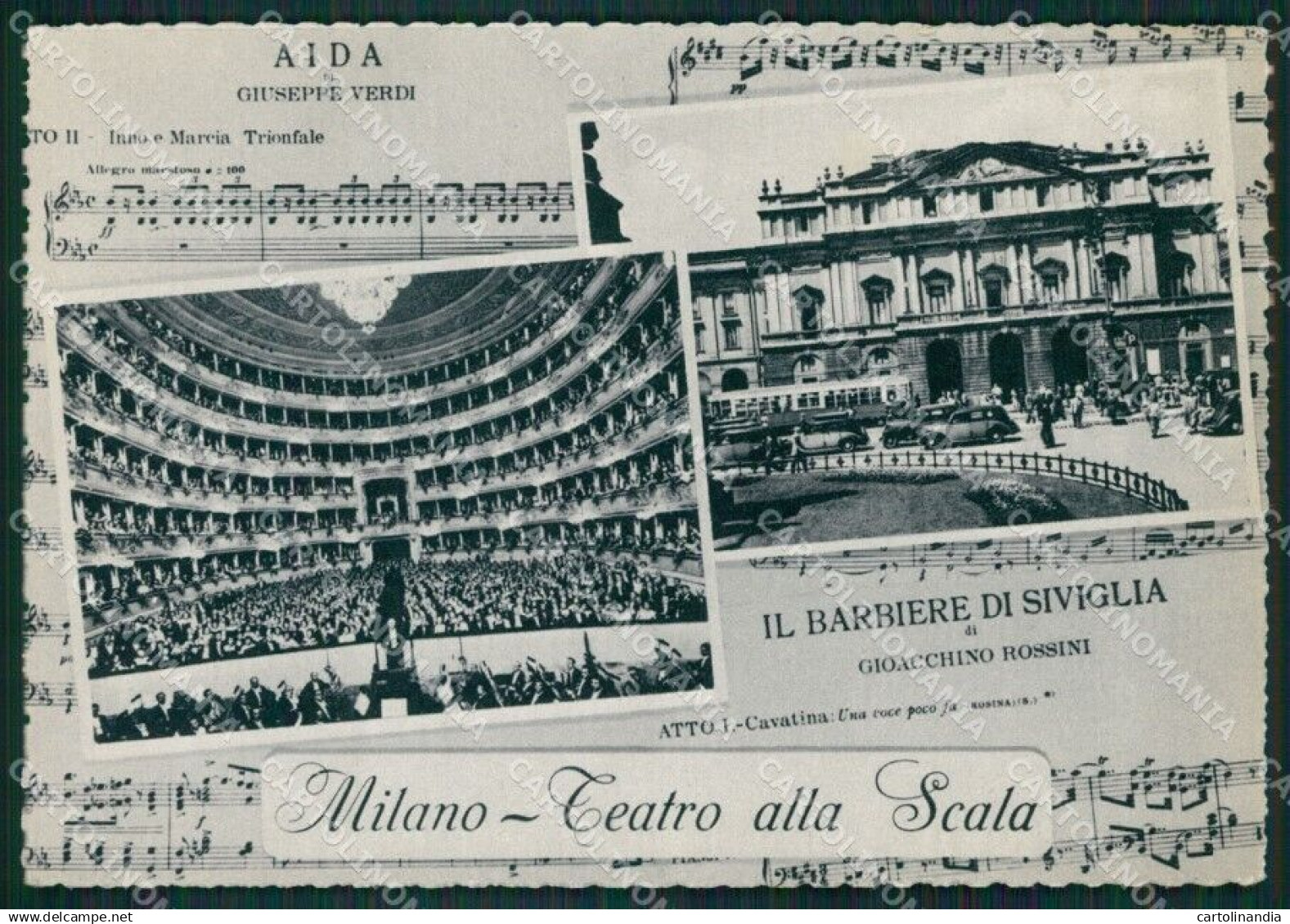 Milano Città Teatro alla Scala Opera Aida Verdi Rossini FG cartolina KB3517