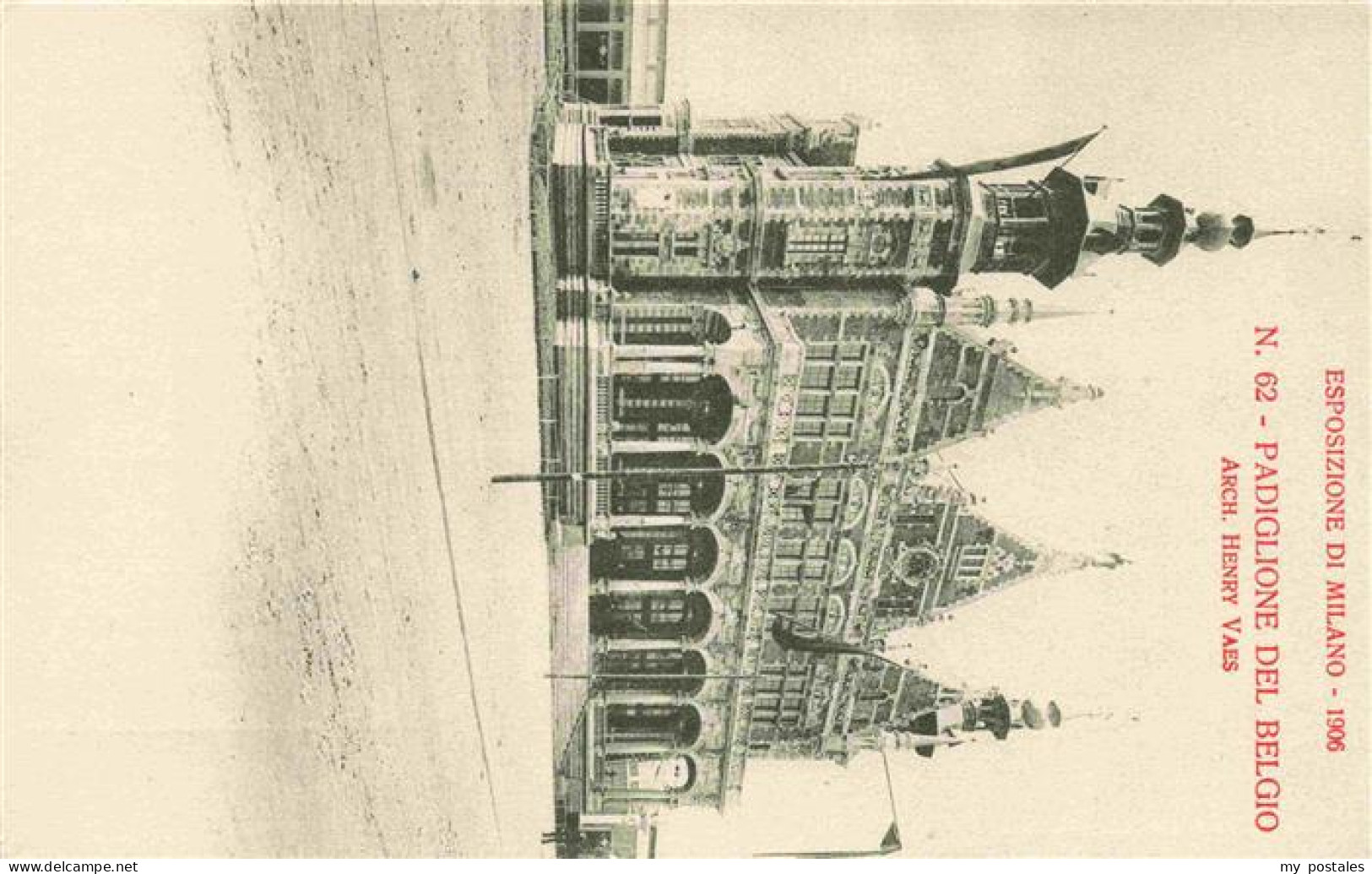 MILANO Mailand IT Esposizione di Milano 1906 Padiglione del Belgio Cartolina Off