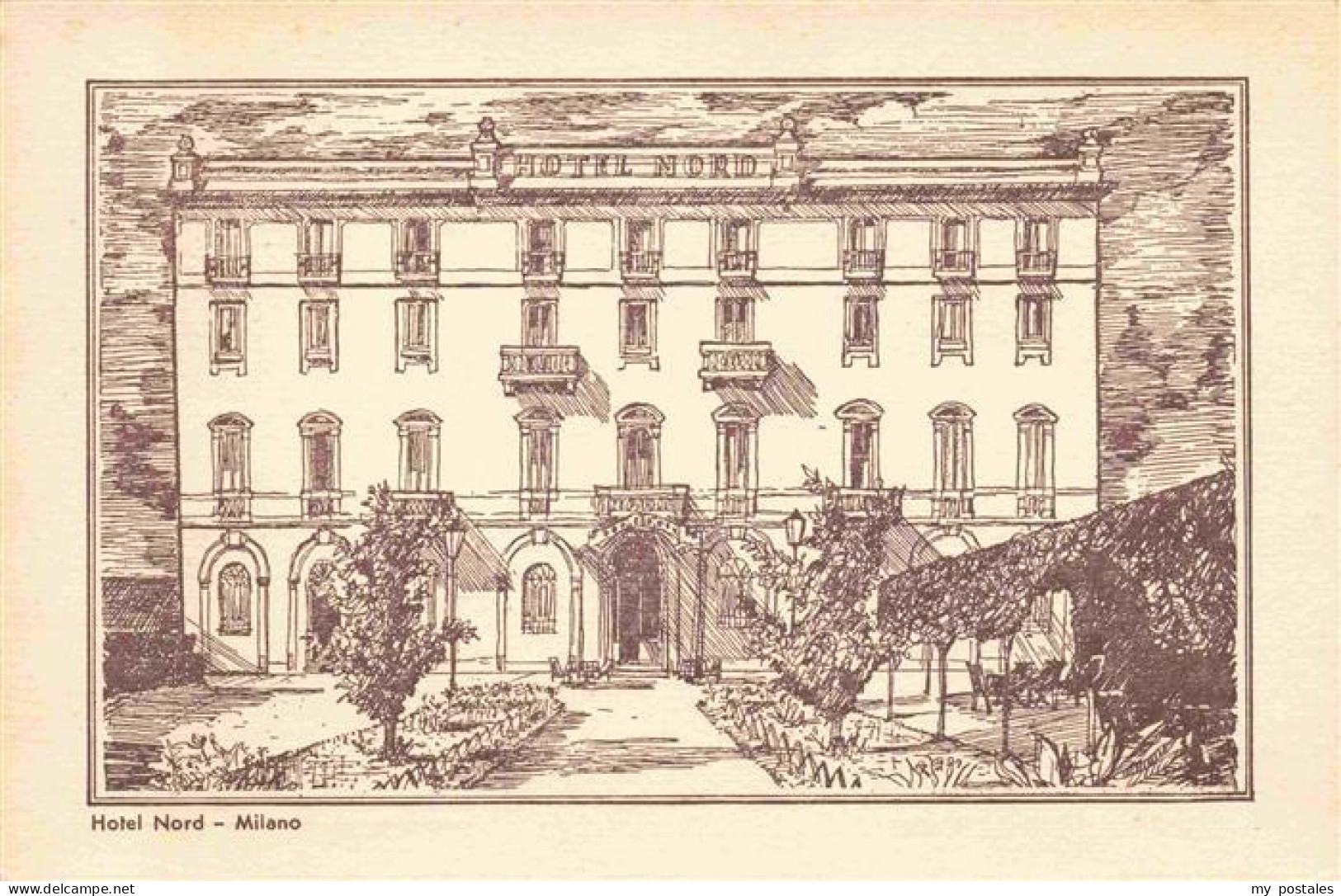 MILANO Mailand IT Hotel Nord Zeichnung Kuenstlerkarte