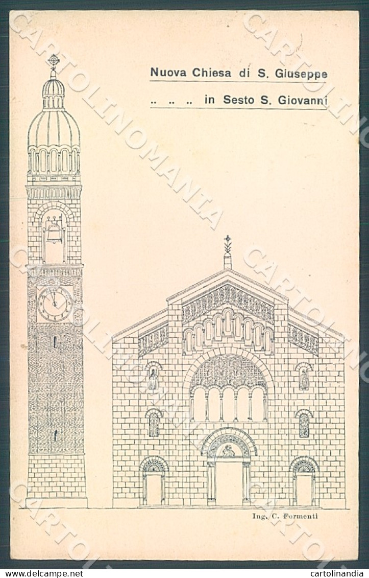 Milano Sesto San Giovanni Chiesa San Giuseppe Ing Formenti cartolina JK7175