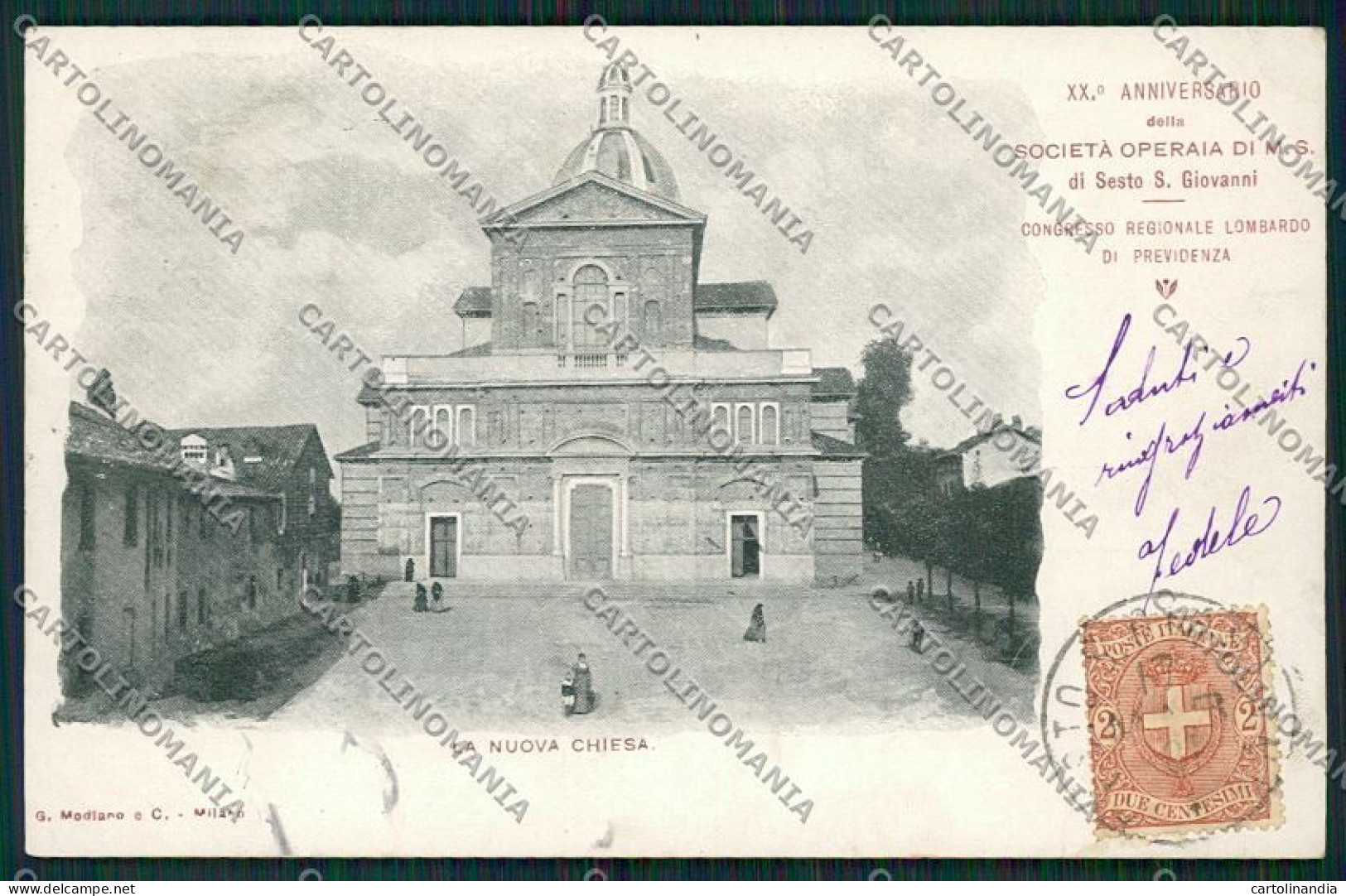 Milano Sesto San Giovanni Società Operaia cartolina QQ8629