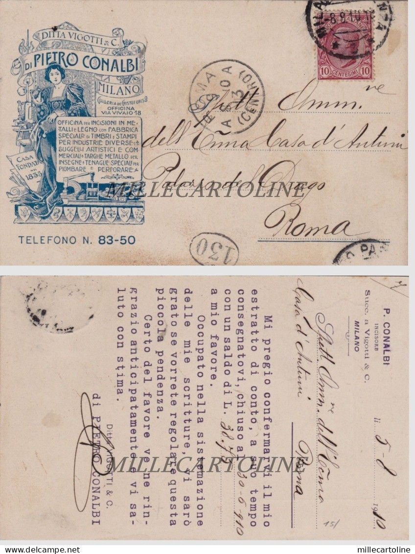 MILANO: testatina Illustrata Ditta Vigotti - Milano/ incisioni Timbri  stampi...