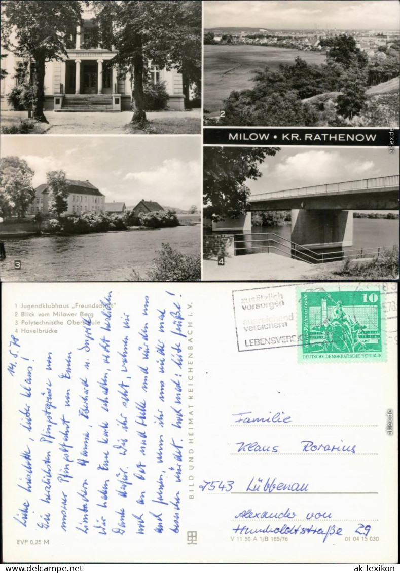 Milow-Milower Land Jugendklubhaus Freundschaft, Oberschule, Havelbrücke 1976