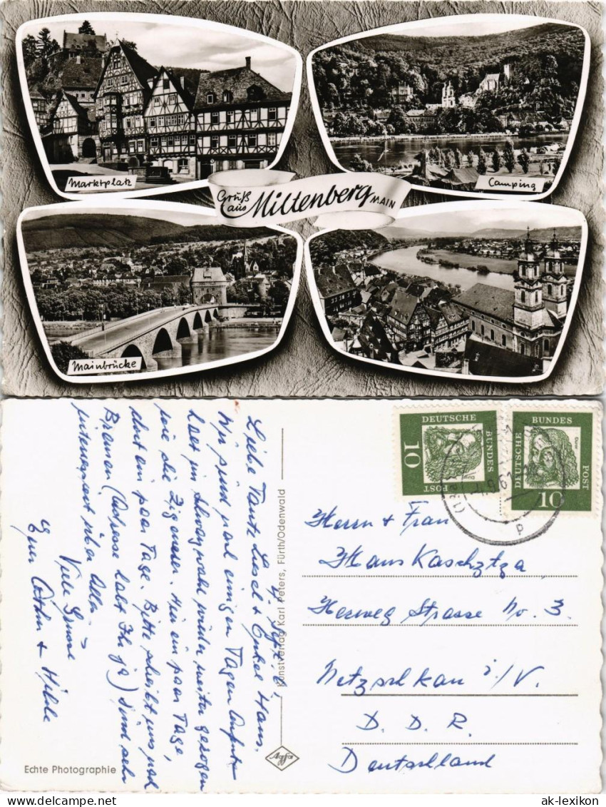 Miltenberg (Main) Mehrbild-AK Marktplatz, Camping, Main-Brücke 1961