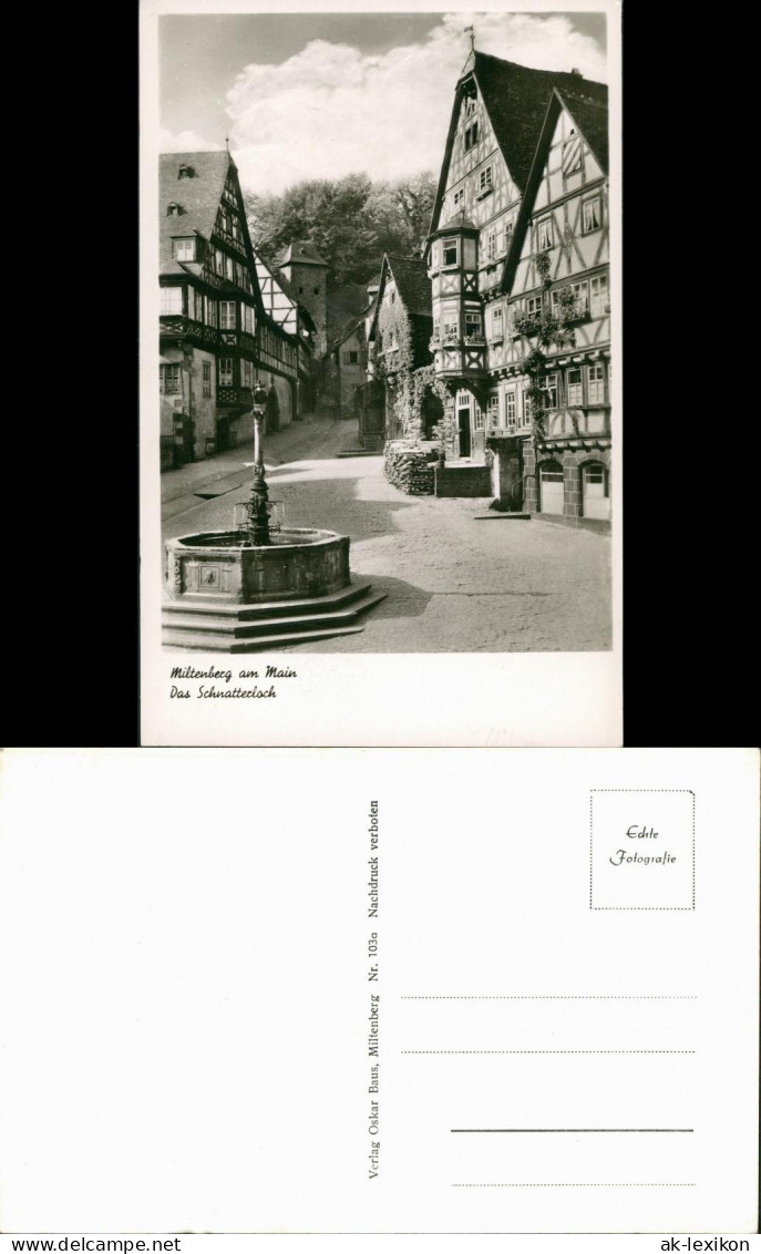 Miltenberg (Main) Schnatterloch, Strasse Fachwerkhäuser, Brunnen 1934