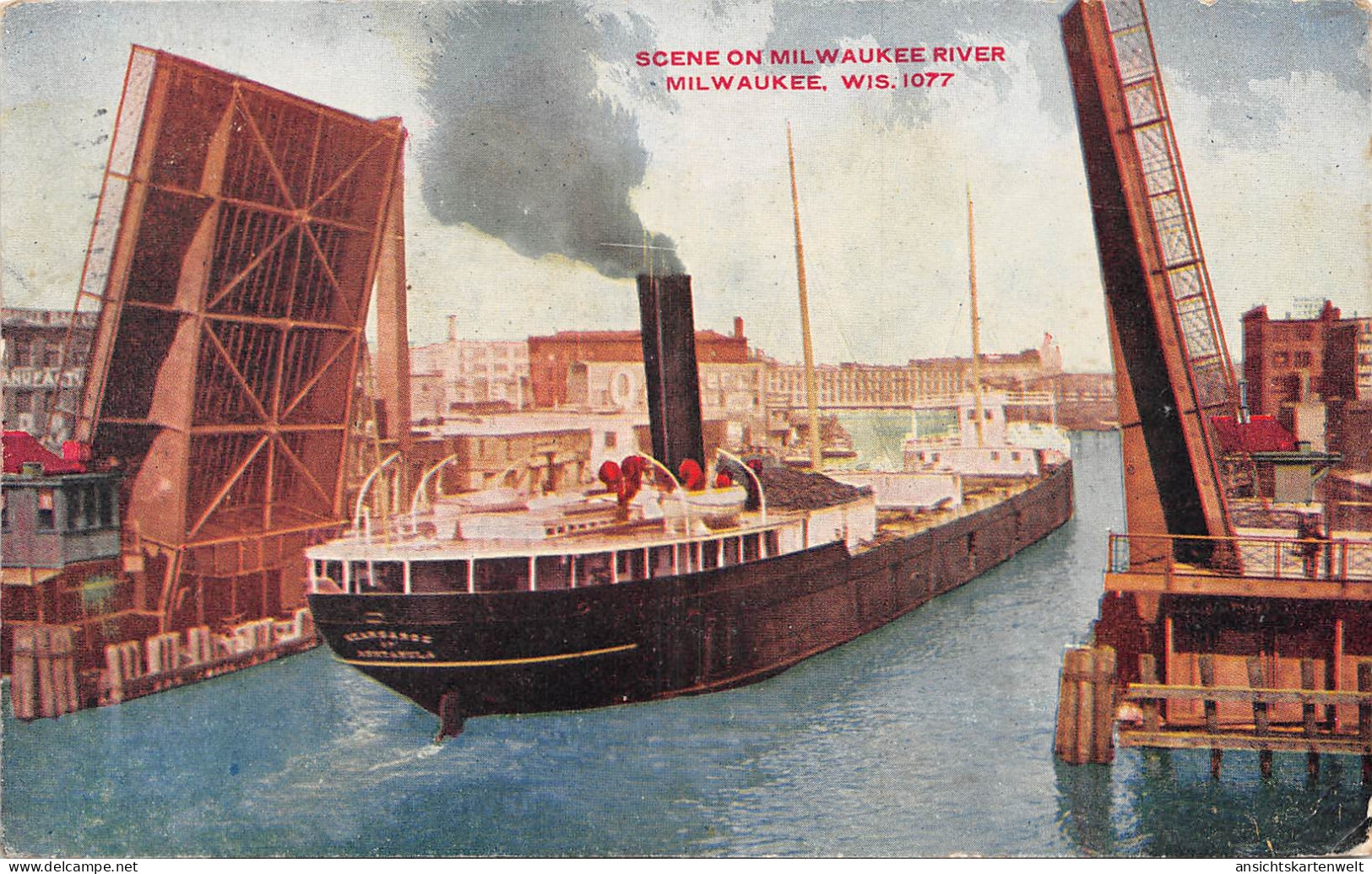 Milwaukee WI Scene on Milwaukee River gl1911 #164.146