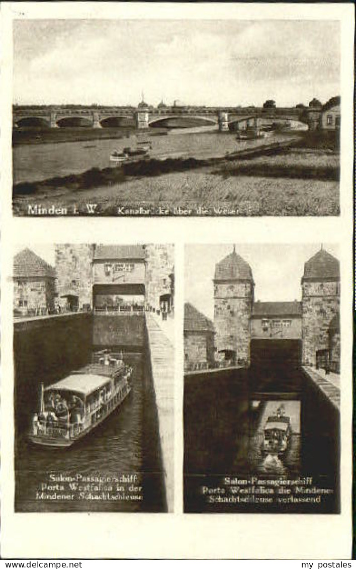 Minden Westfalen Minden i. W. Bruecke Schleuse Schiff