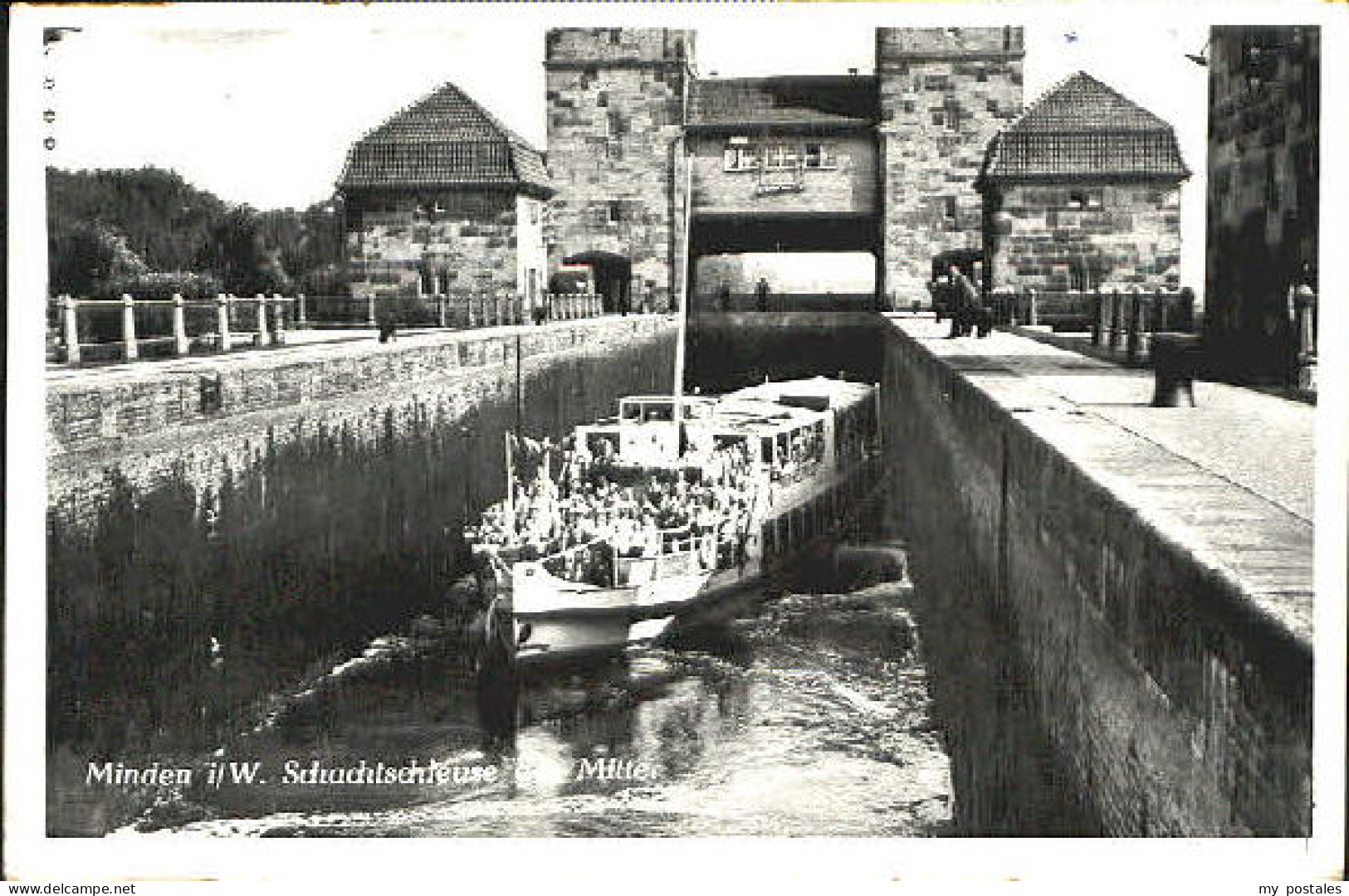 Minden Westfalen Minden Schleuse x 1956