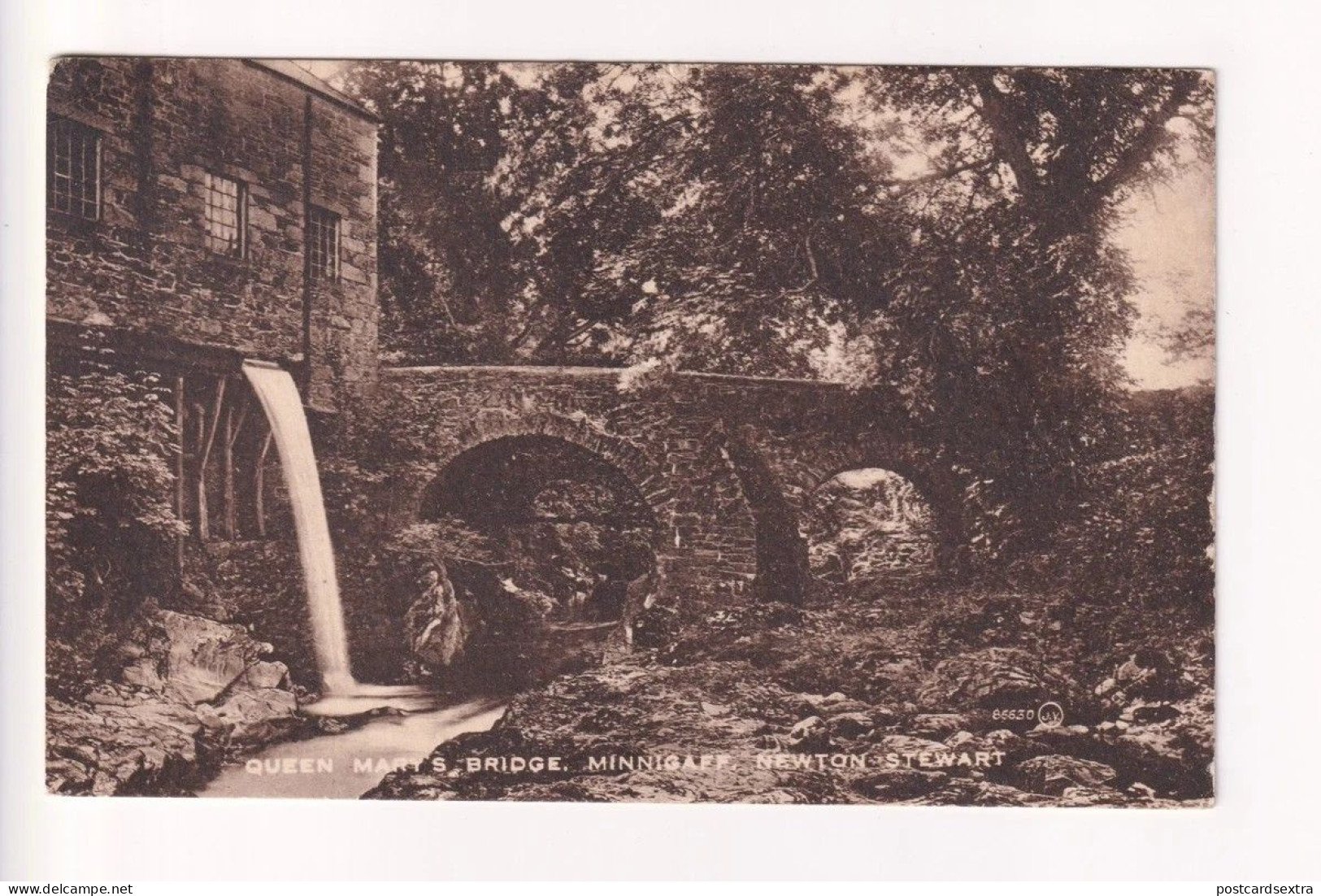 Minnigaff, Newton Stewart - Queen Mary's Bridge - 1927 used Wigtownshire postcard