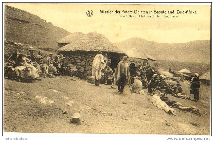 Missiën der Paters Oblaten in Basutoland, Zuid-Afrika - De Kothla of het gerecht der inboordelingen - & courthouse