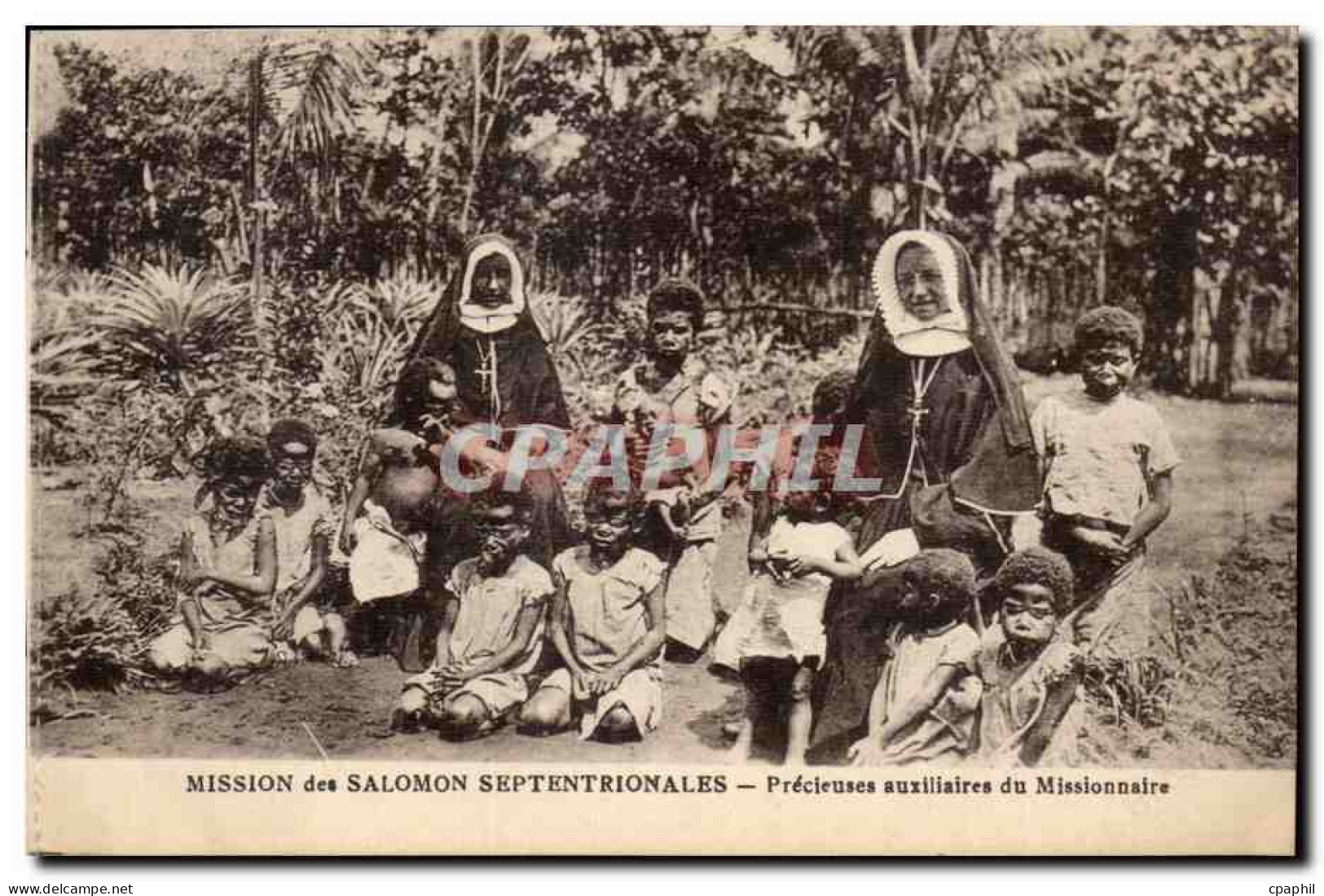 Mission de Salomon Septentrionales - Precieuses auxiliaires du Missionaire - enfant - children painted face - CPA