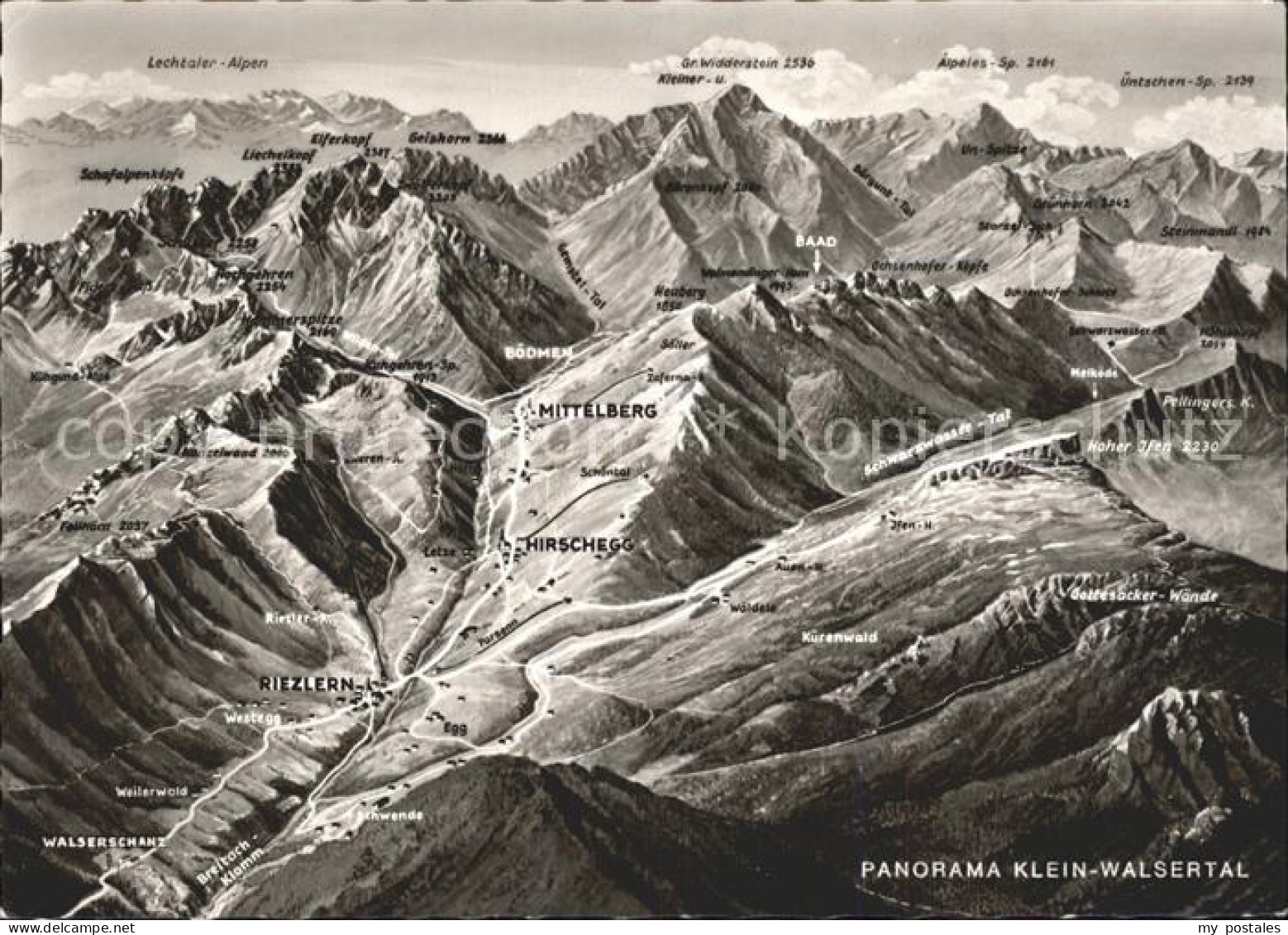 Mittelberg Kleinwalsertal Panoramakarte Kleinwalsertal