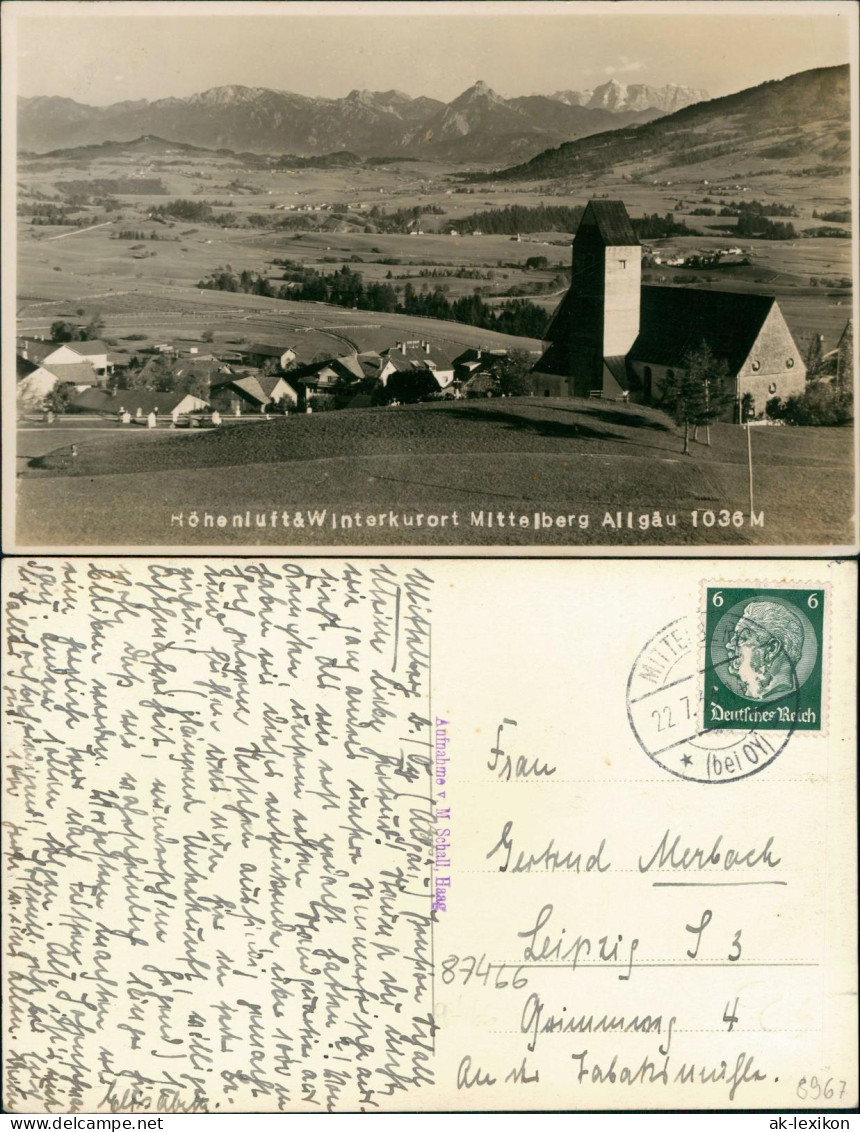 Mittelberg-Oy-Mittelberg Panorama Blick mit Allgäu, Alpen Berge 1936
