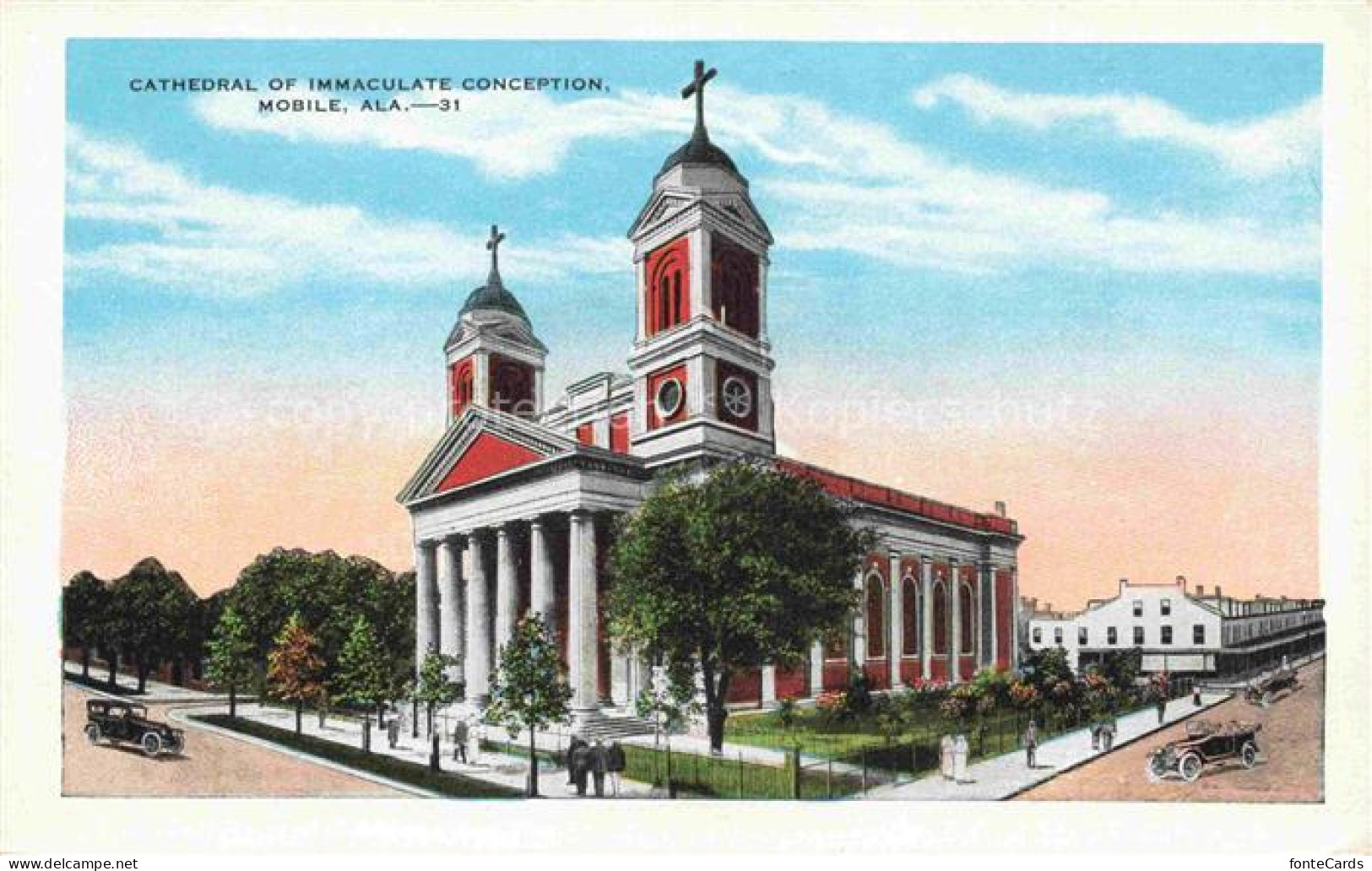 Mobile Alabama USA Cathedral of Immaculate Conception Illustration
