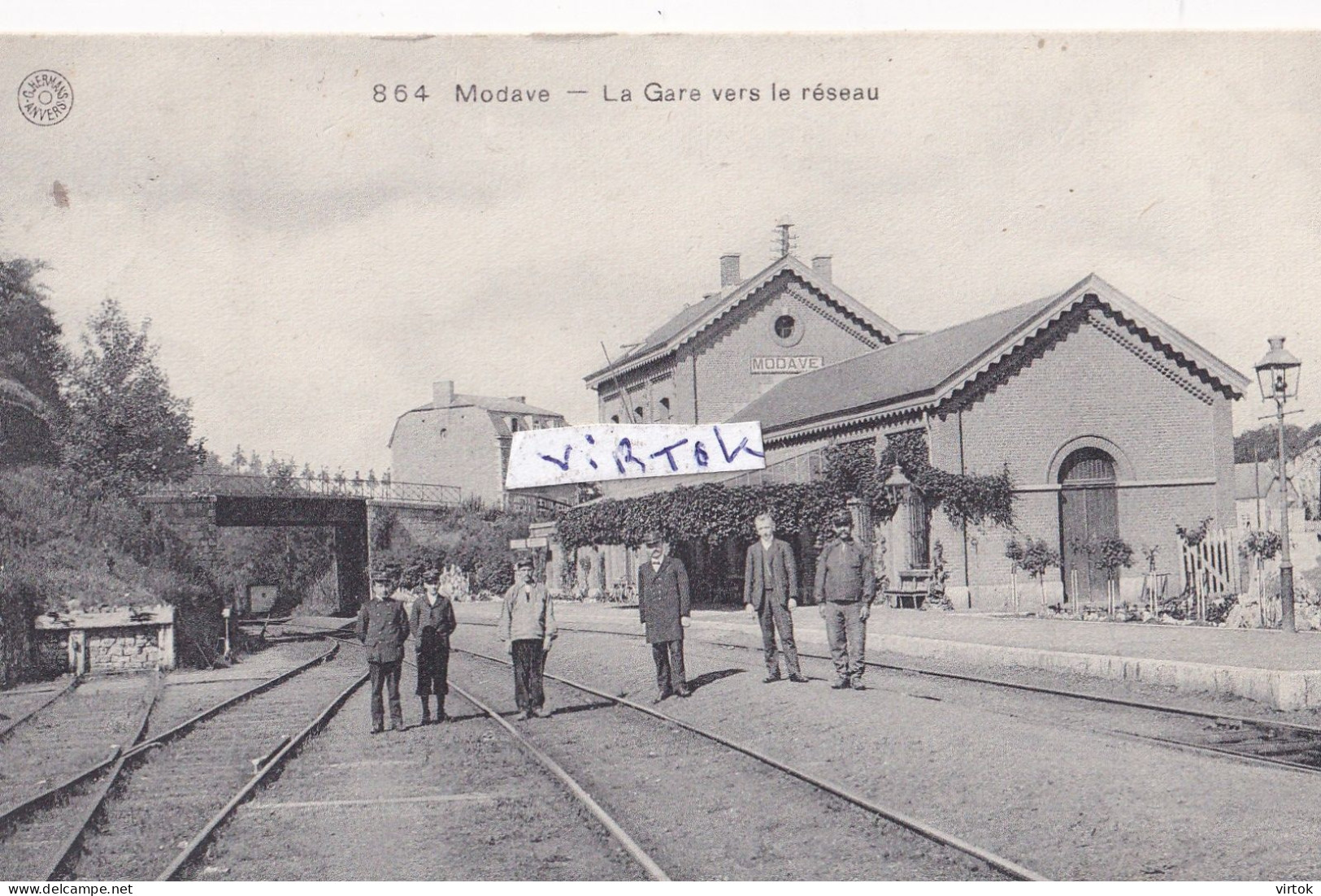 MODAVE : La gare vers le réseau ( 1912 avec timbre ) edit HERMANS Anvers N° 864