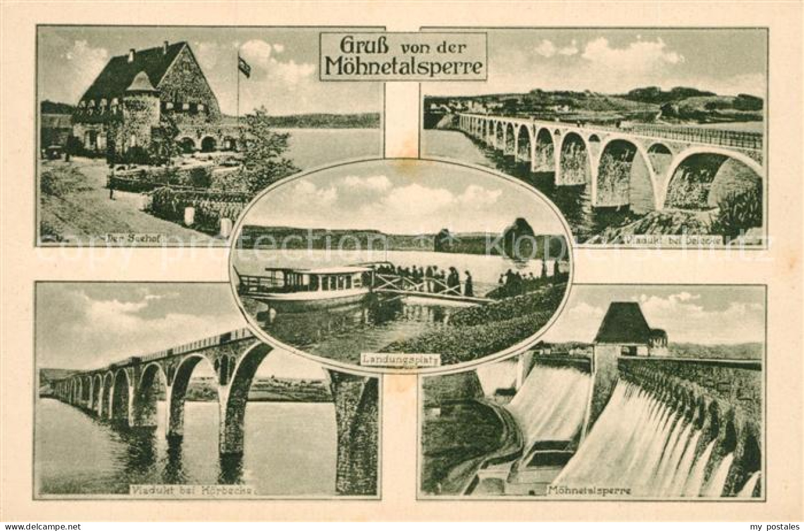 Moehnetalsperre Seehof Viadukt bei Delecke Landungsplatz Viadukt bei Koerbecke M