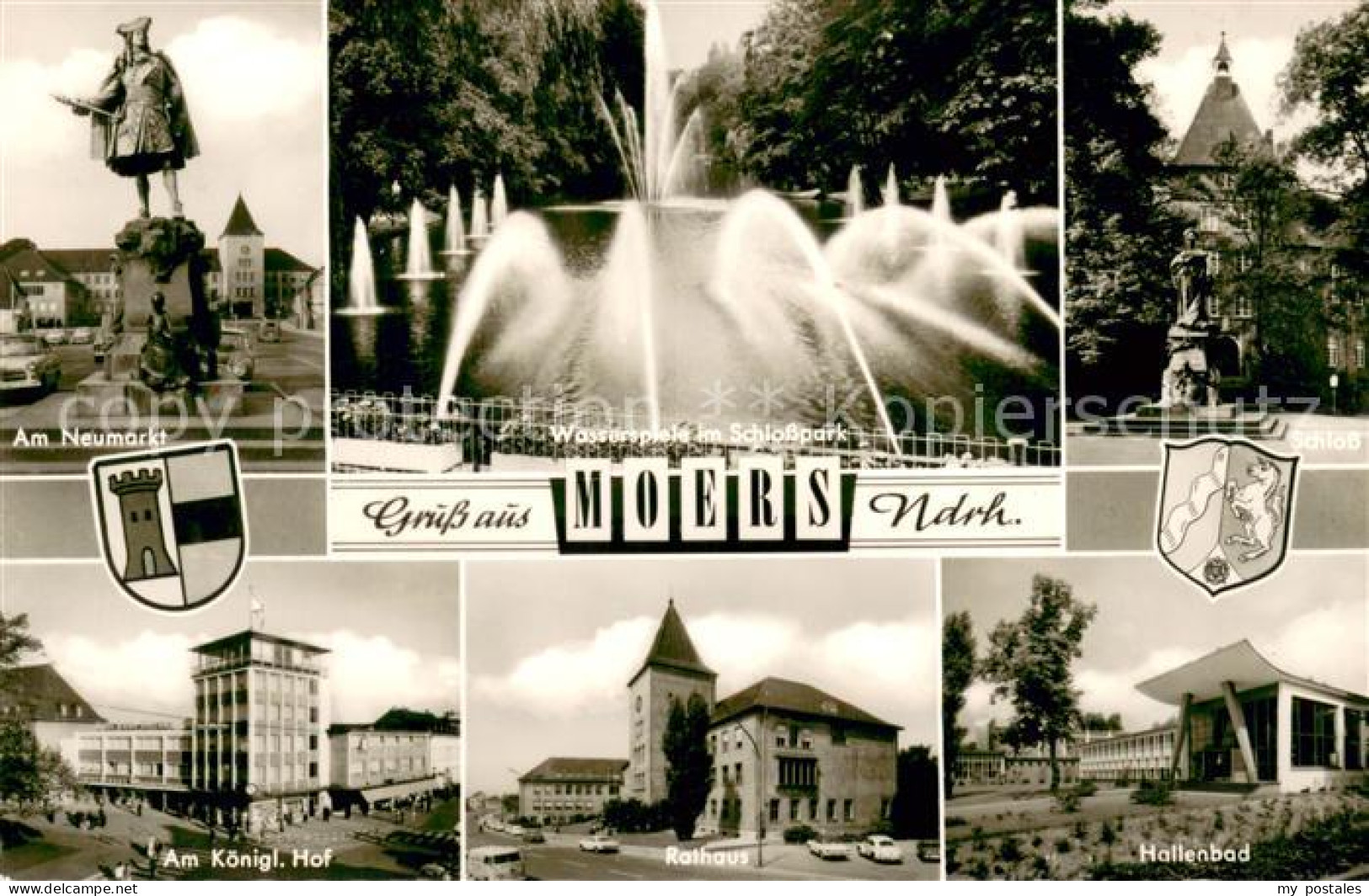 Moers Moers Am Neumarkt Wasserspiele im Schlosspark Schloss Am Kgl Hof Rathaus H