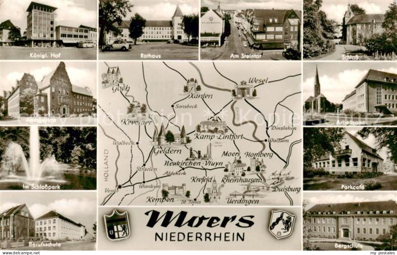 Moers Moers Kgl Hof Rathaus Steintor Schloss Amtsgericht Schlosspak Berufsschule