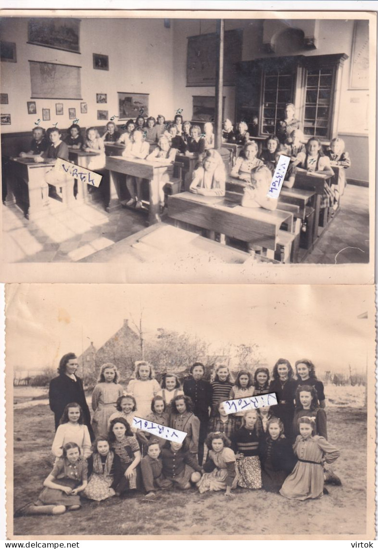 MOL :  2  oude foto's  -  SCHOOL  -  ( L. Campers-Segers )  per foto   18 x 13 cm