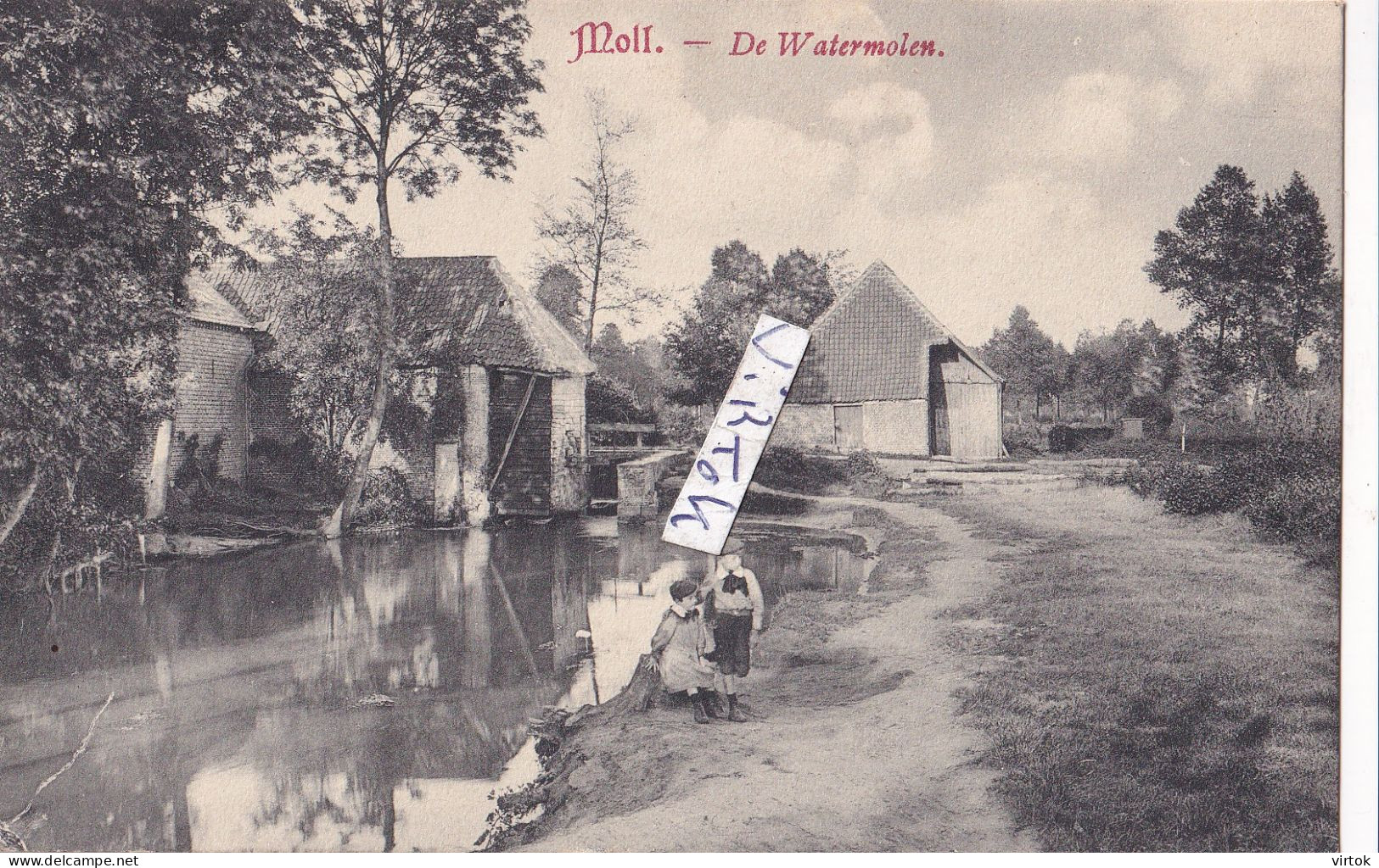 MOL  -   MOLL :  De watermolen  ( 1909 met zegel )