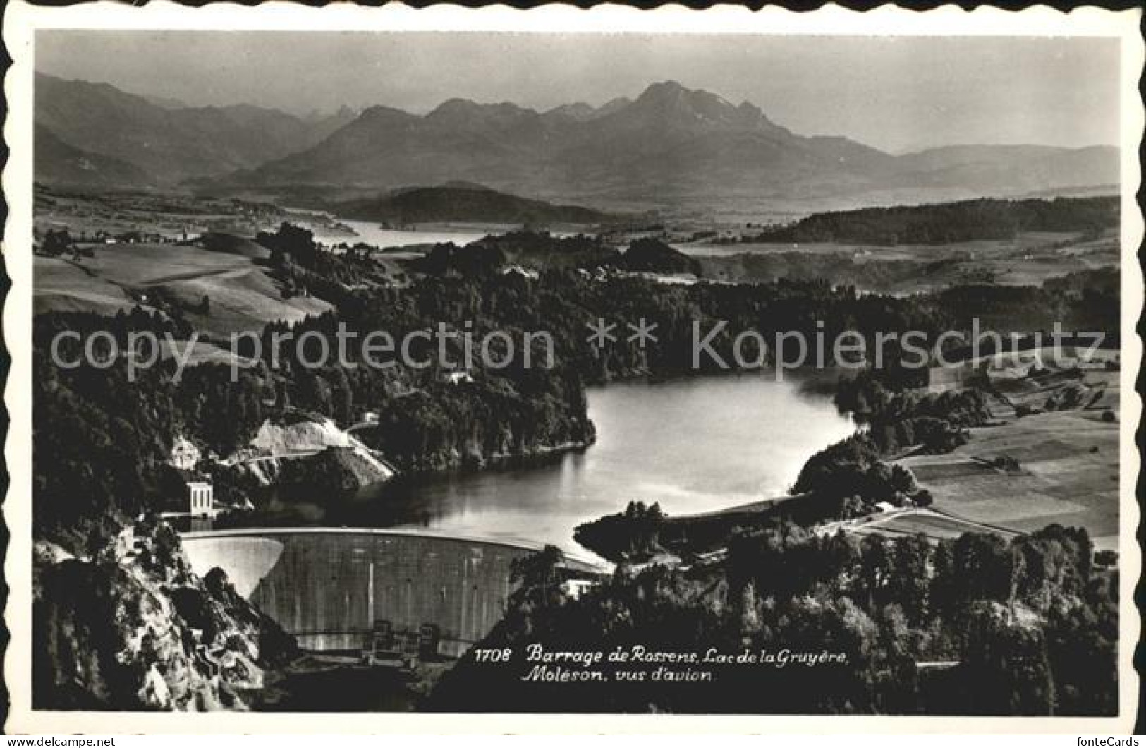 Moleson-sur-Gruyeres Barrage de Rossens Lac de la Gruyere Vue aerienne