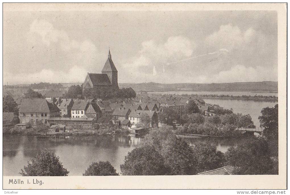 Mölln, Altstadt mit Kirche, von Seen umgeben, um 1915