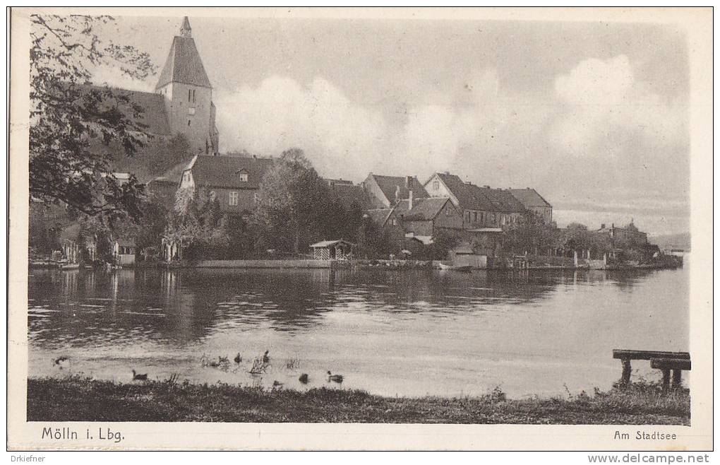Mölln, Am Stadtsee, mit Kirche, um 1930