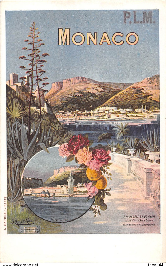 ¤¤  -   MONACO   -  Carte Publicitaire  -  L'Affiche des Chemins de Fer " P.L.M. "  -  Illustrateur      -  ¤¤