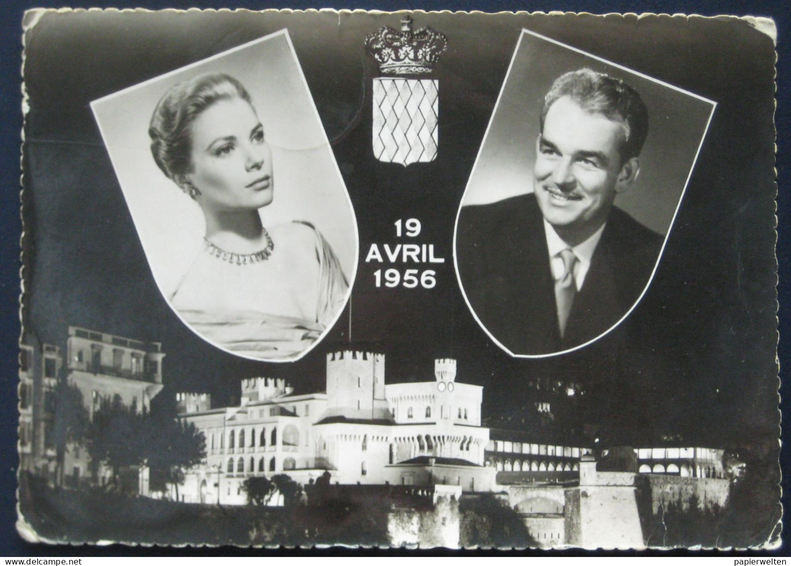 Monaco - Le Palais du Prince la nuit / 19 Avril 1956