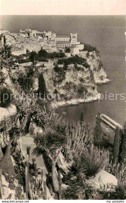 Monaco Le Rocher vu du Jardin Exotique