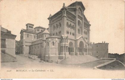 MONACO - Cathédrale Notre Dame Immaculée - Architecture - Escalier - Bâtiment - Animé - Carte postale ancienne