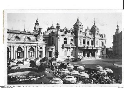 CPA MONTE-CARLO -place du casino -timbre Monaco porte du palais