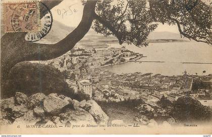 CPA MOSTE-CARLO — Vue prise de Monaco sous les Oliviers
