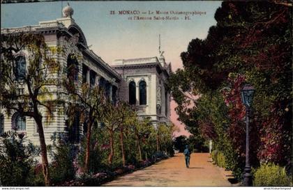 Postkarte Monaco, Ozeanographisches Museum, Avenue Saint Martin