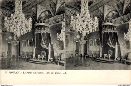 Stereo CPA Monte Carlo Monaco, Fürstenpalast, Thronsaal