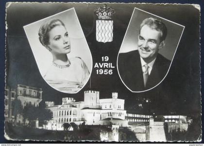 Monaco - Le Palais du Prince la nuit / 19 Avril 1956