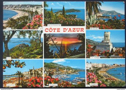 Monaco - Mehrbildkarte "Côte d'Azur" (Nice, Villefranche, Beaulieu, Eze, La Turbie, Menton, MONACO, Cannes)