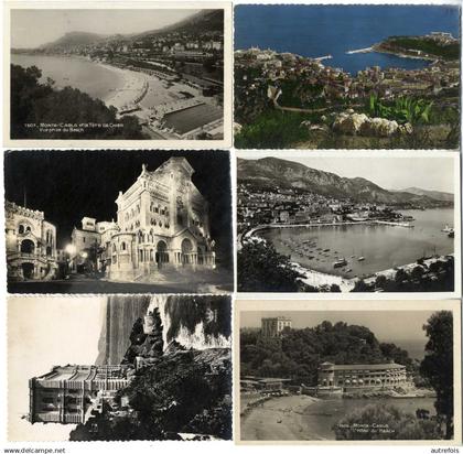 MONACO  LOT 6 CARTES POSTALES SEMI MODERNES 1940 / 60