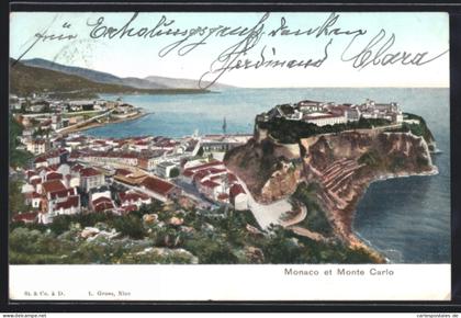 AK Monte Carlo, Panorama mit Fürstenpalast und Hafen