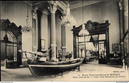 CPA Monte Carlo Monaco, Ozeanographisches Museum, Zentralraum im 1. Stock, Walfänger eines Prinzen