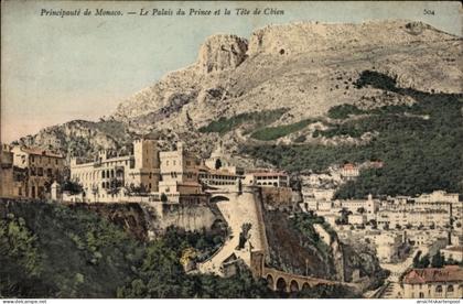 Postkarte Monaco, Fürstenpalast und der Hundekopf