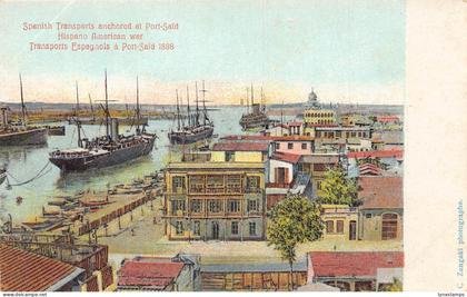 A624  Egypt Spanish Transports Anchored War Port Said Steamboats postcard