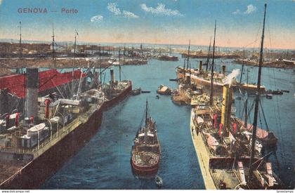 A957 Italy Genova Genoa Porto Harbour Steamboats vintage postcard