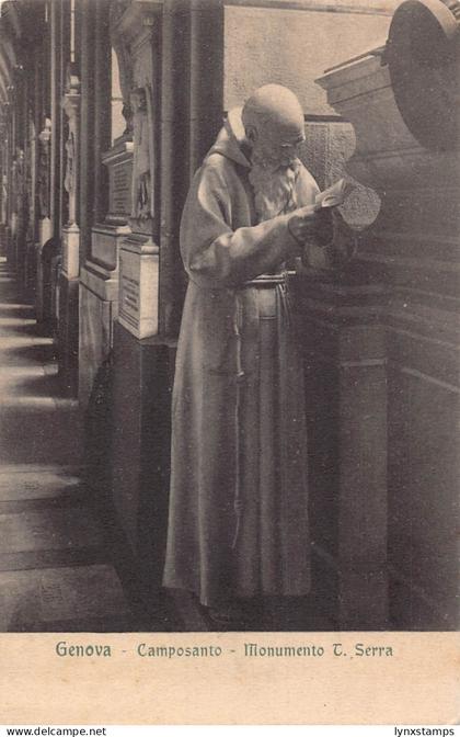 B147 Italy Genova Genoa Camposanto Monumento T Serra Monk vintage postcard