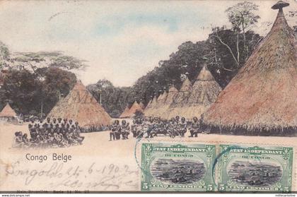 CONGO - Villagers, Congo Belge, Postcard 1902