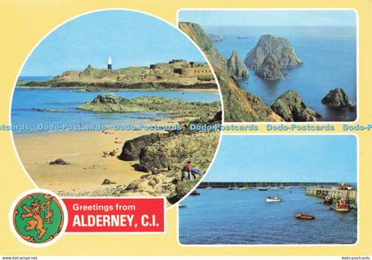 D143207 Greetings from Alderney C I A gp Publication Mrs B Cunningham Dennis Mul