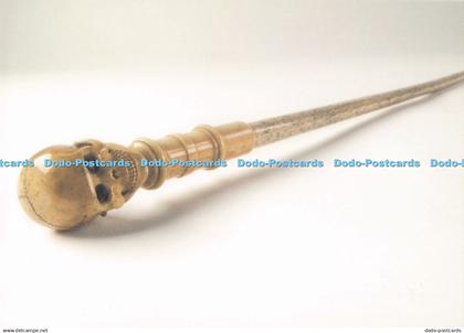 D294025 Charles Darwin Whalebone Walking Stick With Skull Pommel in Ivory With G